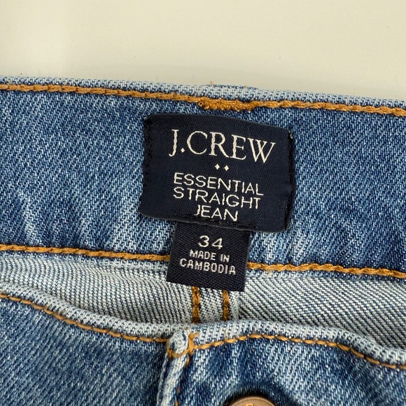 J Crew Jeans Women 34 Blue Essential Straight Button Fly Stretch Mid Rise Denim - Picture 5 of 11